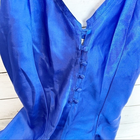 Victorias Secret Vintage Gold Label Blue Button Up Romper Slip Dress Medium - Picture 7 of 10